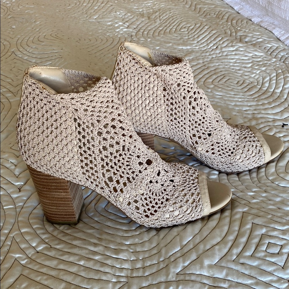 Elegant Crochet Peep-Toe Ankle Boots